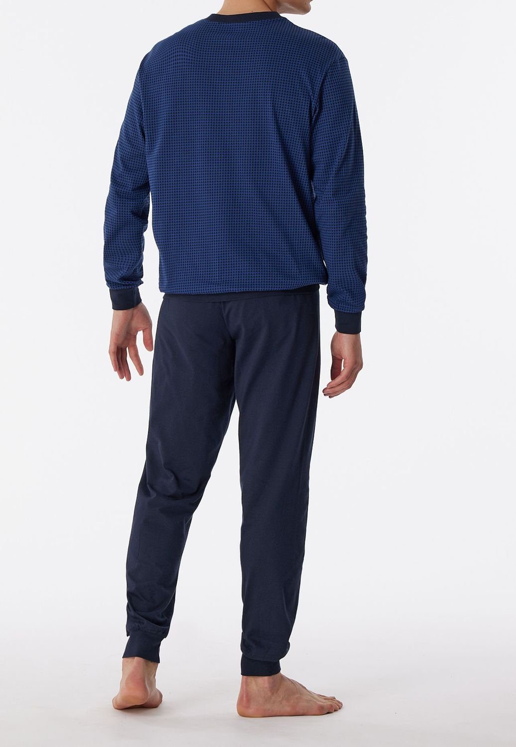 lang, (Set, tlg) Comfort Rundhals-Ausschnitt Blau Essentials Schiesser 2 Pyjama