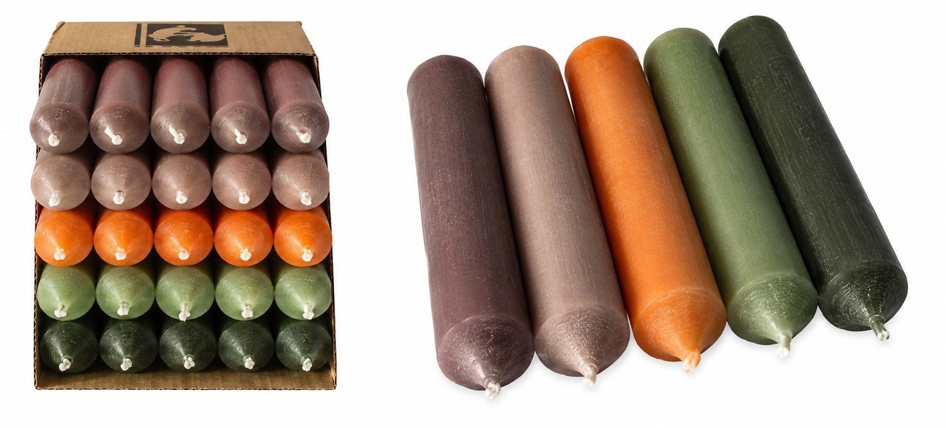 Hahn Kerzenfarm Spitzkerze Kurze Stabkerzen 10 cm – Farbmix - 25 Stück - Made in Germany, durchgängig gefärbt, RAL Farben, Made in Germany, tropffrei