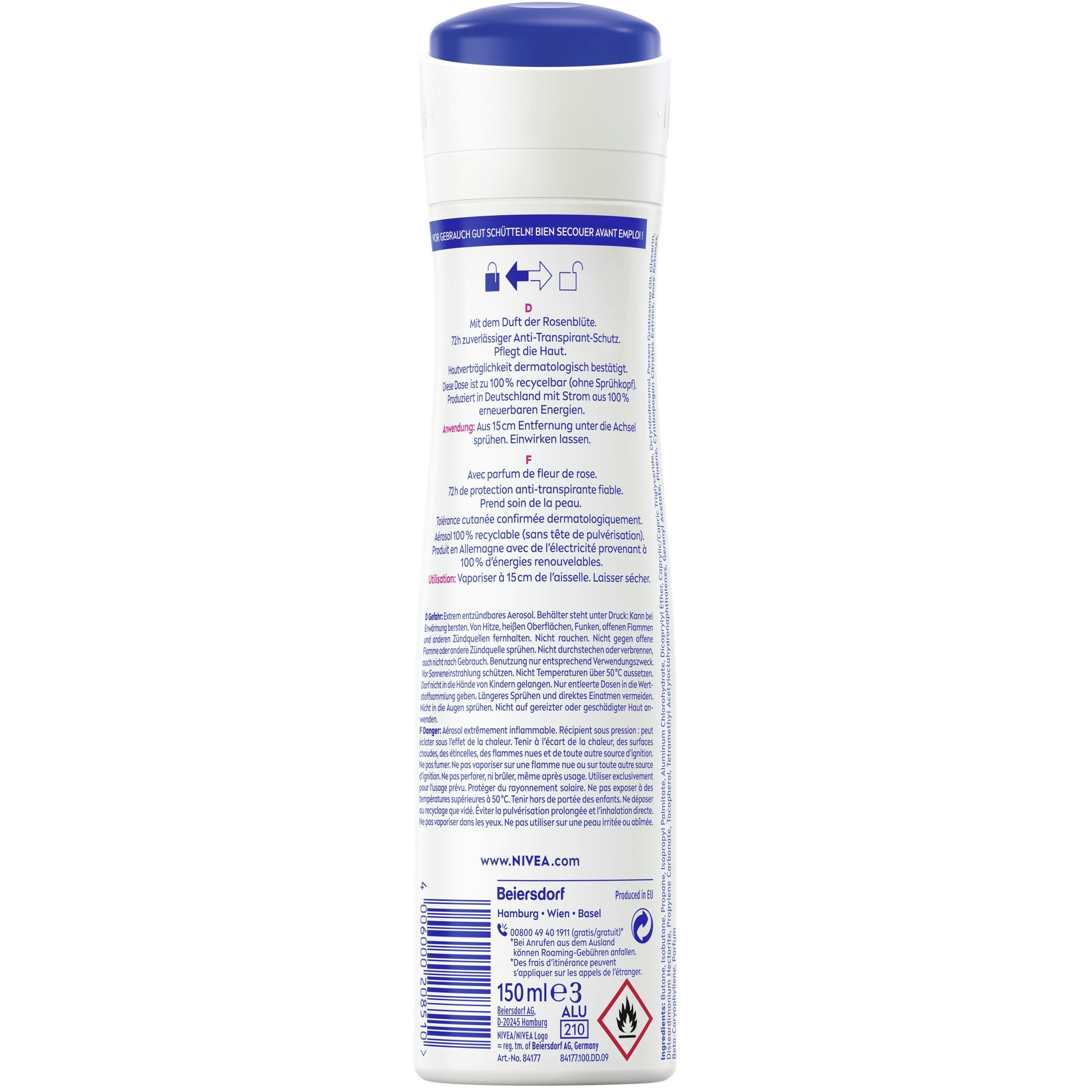 Nivea Deo-Spray Deodorant Rosenblüte Deo Spray 6 x 150ml, 6-tlg.