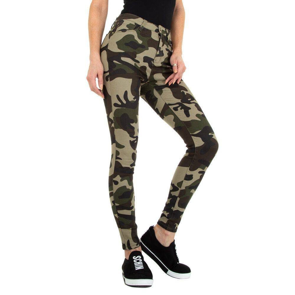 Damen Jeans Ital-Design Skinny-fit-Jeans Damen Freizeit Stretch Jeans in Camouflage