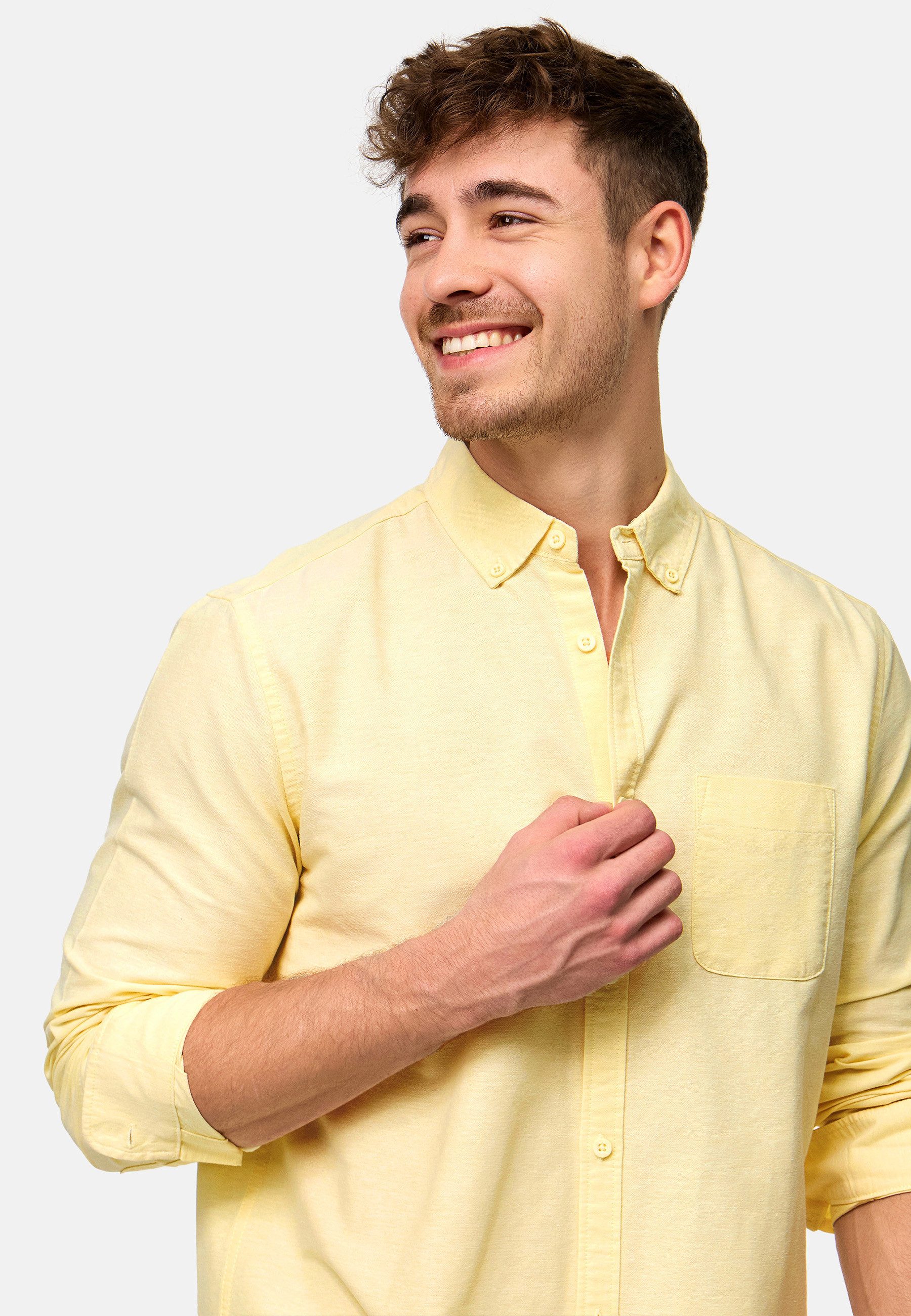 Indicode Langarmhemd Herren Kepner Herrenhemd Langarm mit Button-Down-Kragen und Brusttasche