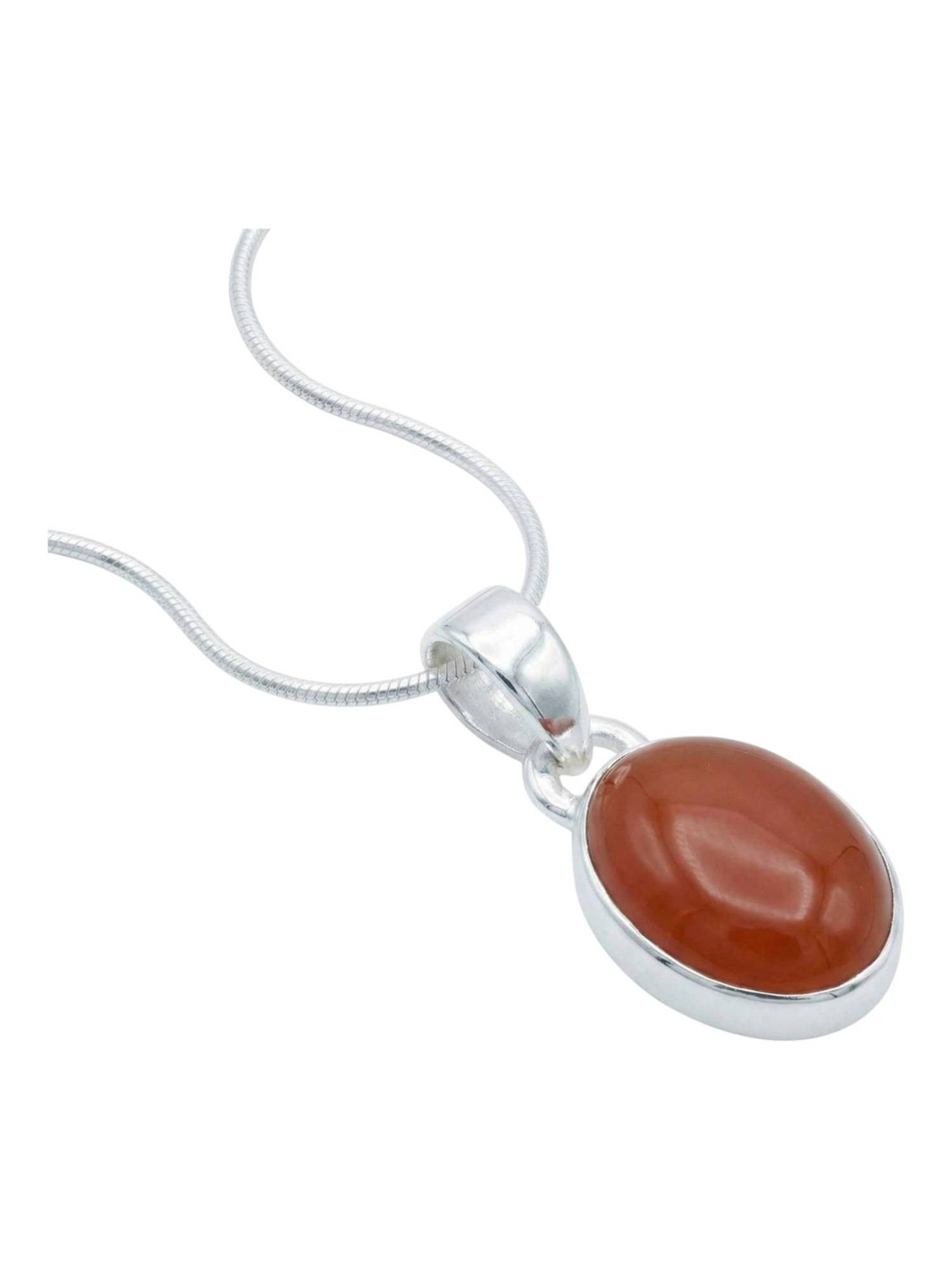 Kette mit Anhänger SAMA oval aus 925 Silber mit Karneol