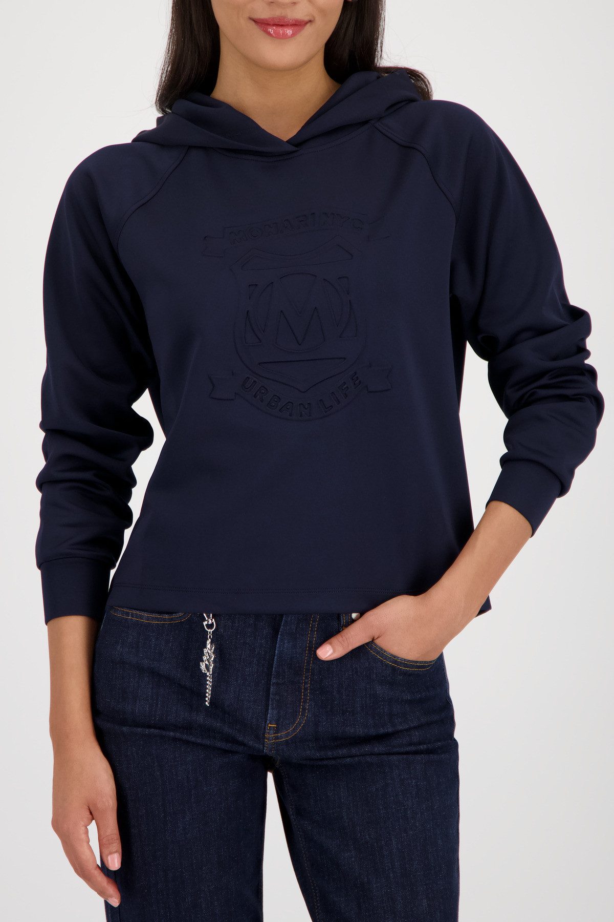 Monari Kapuzensweatshirt Regular Fit, geprägtes Emblem günstig online kaufen