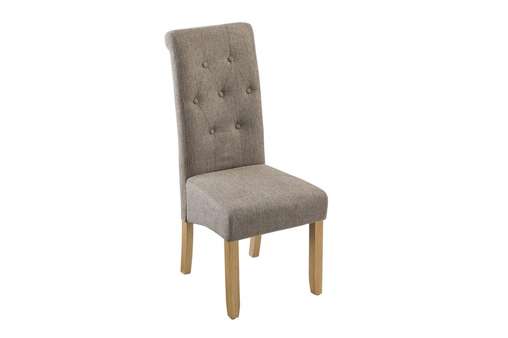 riess-ambiente Esszimmerstuhl CASA vintage taupe/natur - Strukturstoff, Gummibaum, Massivholz, bequeme Polsterung & Knopfheftung - ideal für Deinen Chesterfield-Look