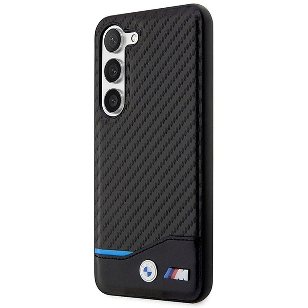 BMW Handyhülle Carbonoptik Schutzhülle Case, Carbon-Optik, Echtleder-Details, stabiles Hardcase