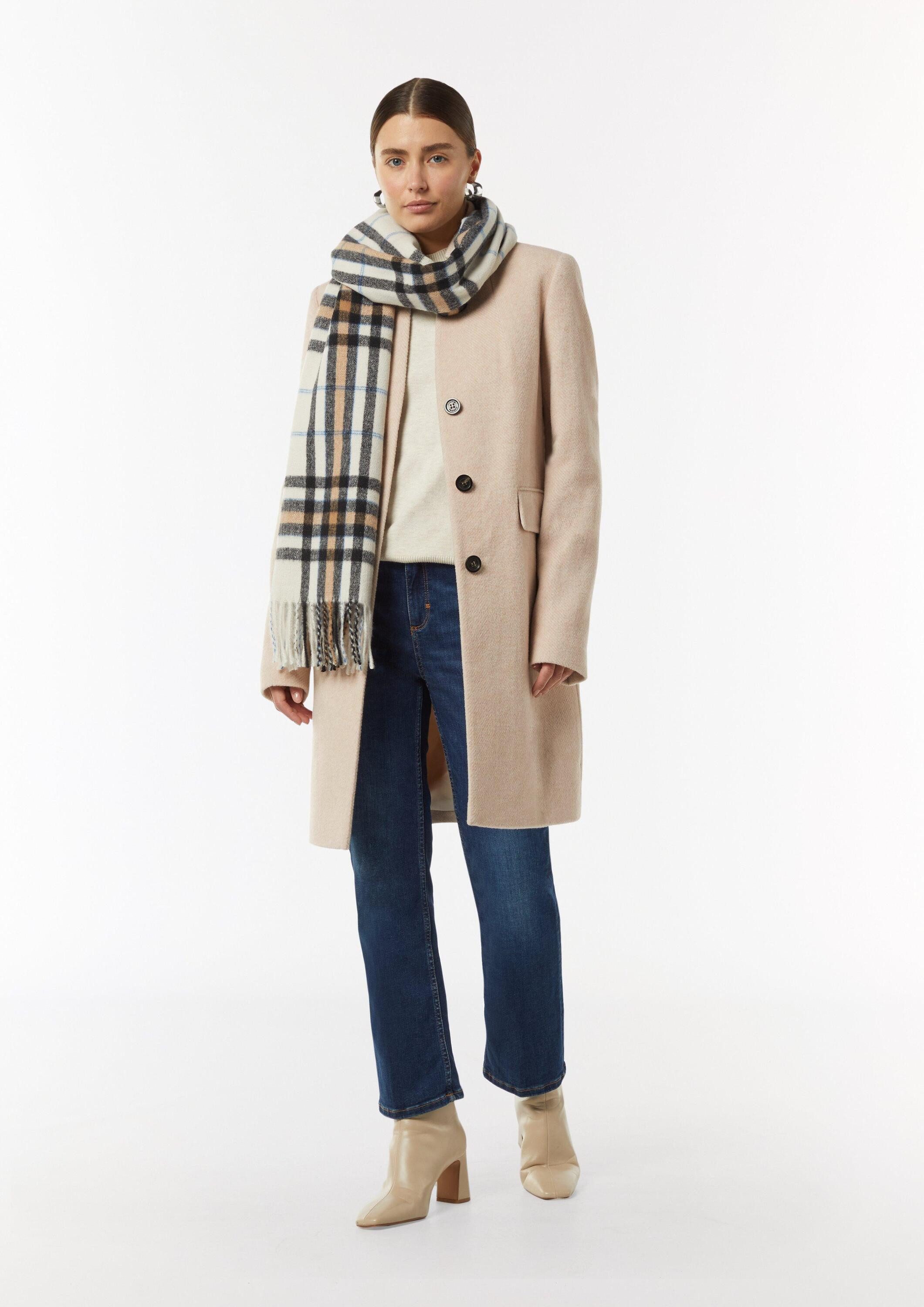 comma Funktionsmantel Outdoor-Mantel Blazermantel mit Fischgrat-Muster