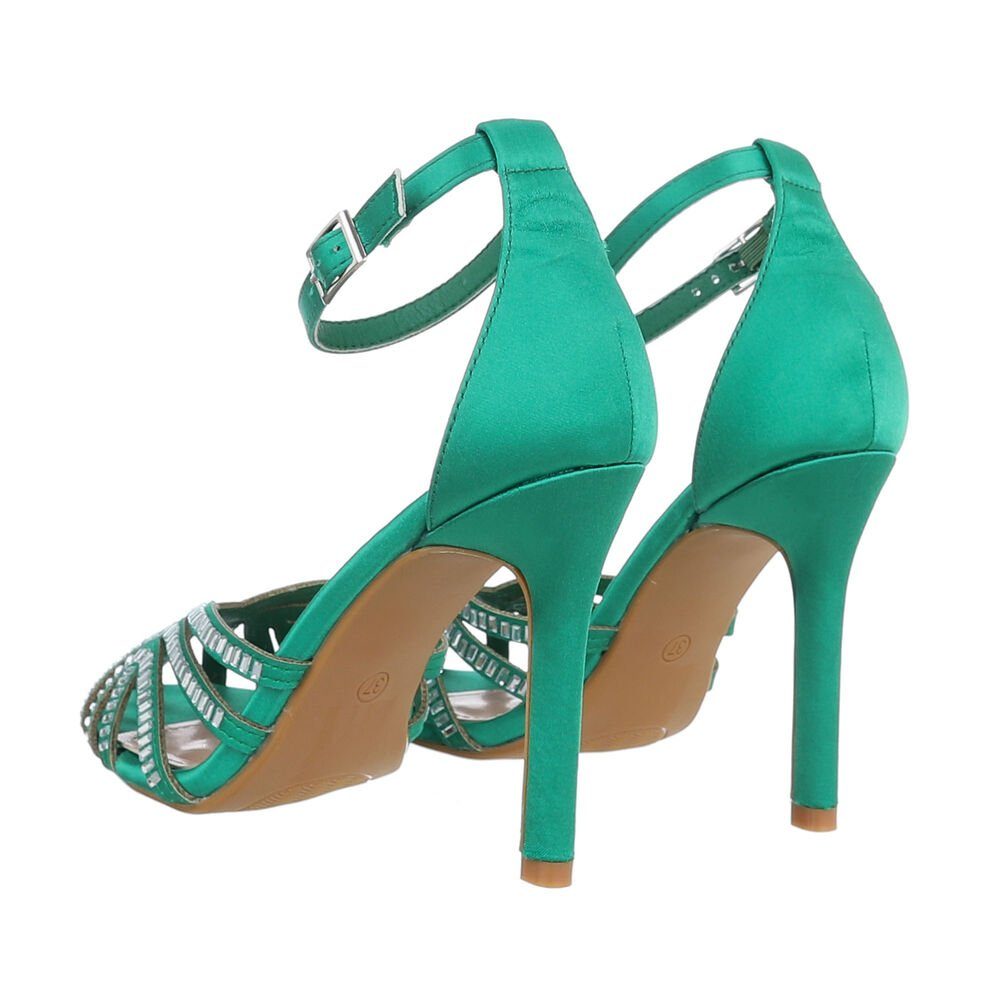 Ital-Design Damen Abendschuhe Party & Clubwear Schnürpumps Pfennig-/Stilettoabsatz Sandalen & Sandaletten in Grün