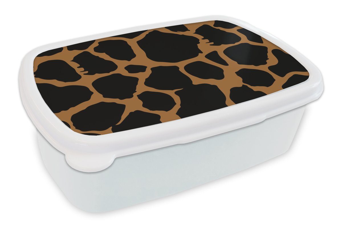 MuchoWow Lunchbox - (2-tlg), Tiere Mädchen und Brotbox - für Design, weiß Erwachsene, Jungs Brotdose, für und Leopardenmuster Kunststoff, Kinder