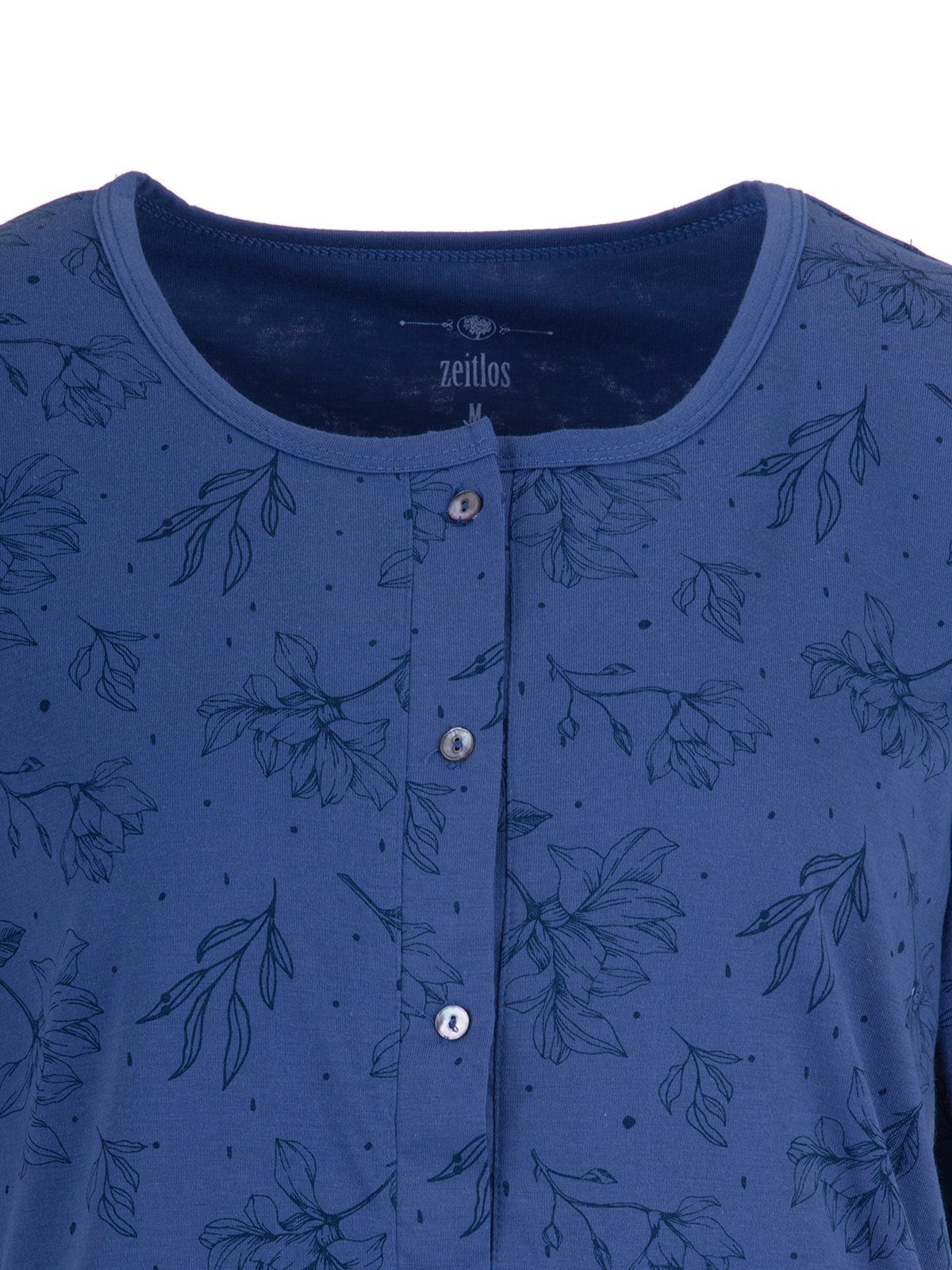 - blau Pyjama Schlafanzug Set Floral Kurzarm zeitlos