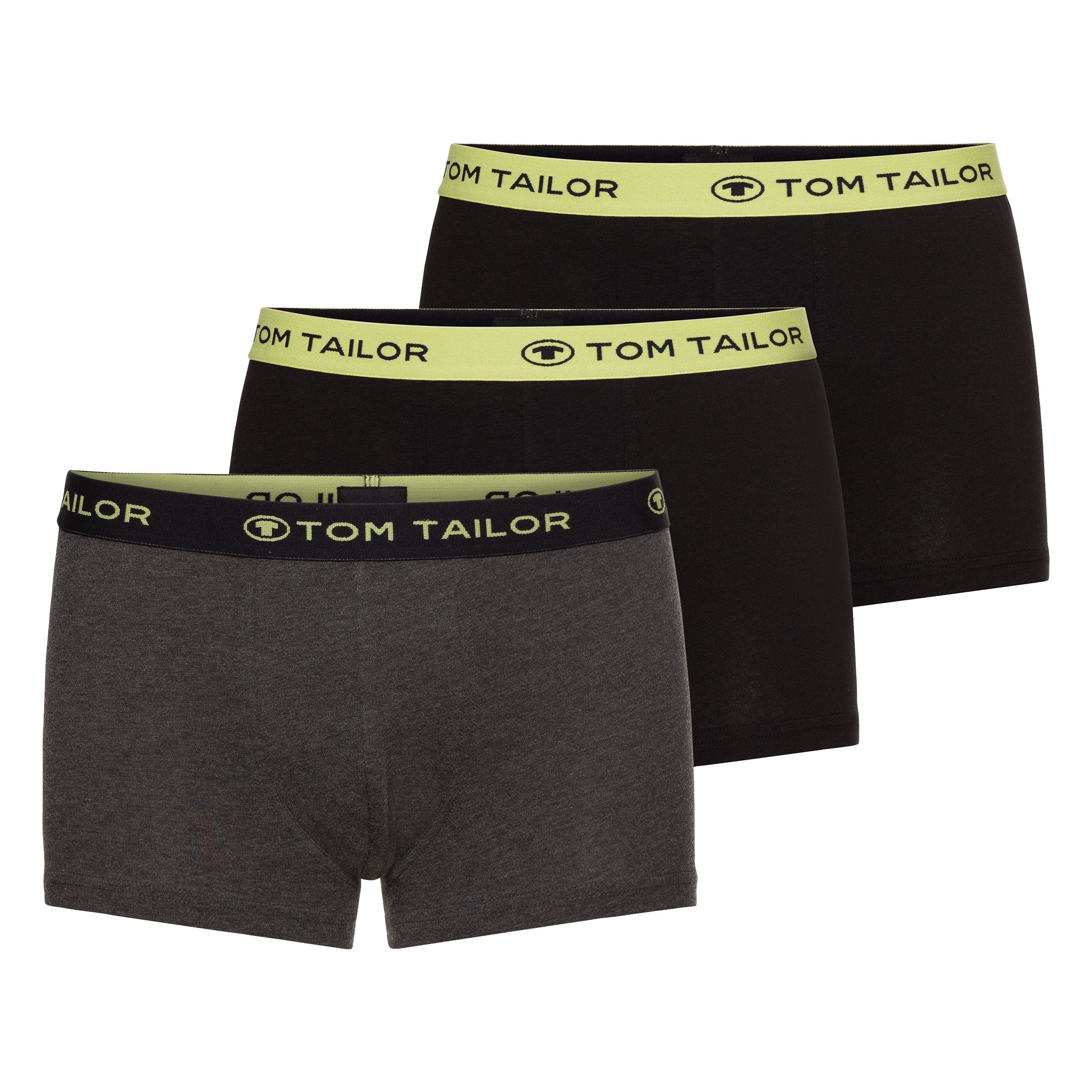 TOM TAILOR Boxershorts TOM TAILOR Herren Pants grau uni 3er Pack (3-St) grau-dunkel-melange