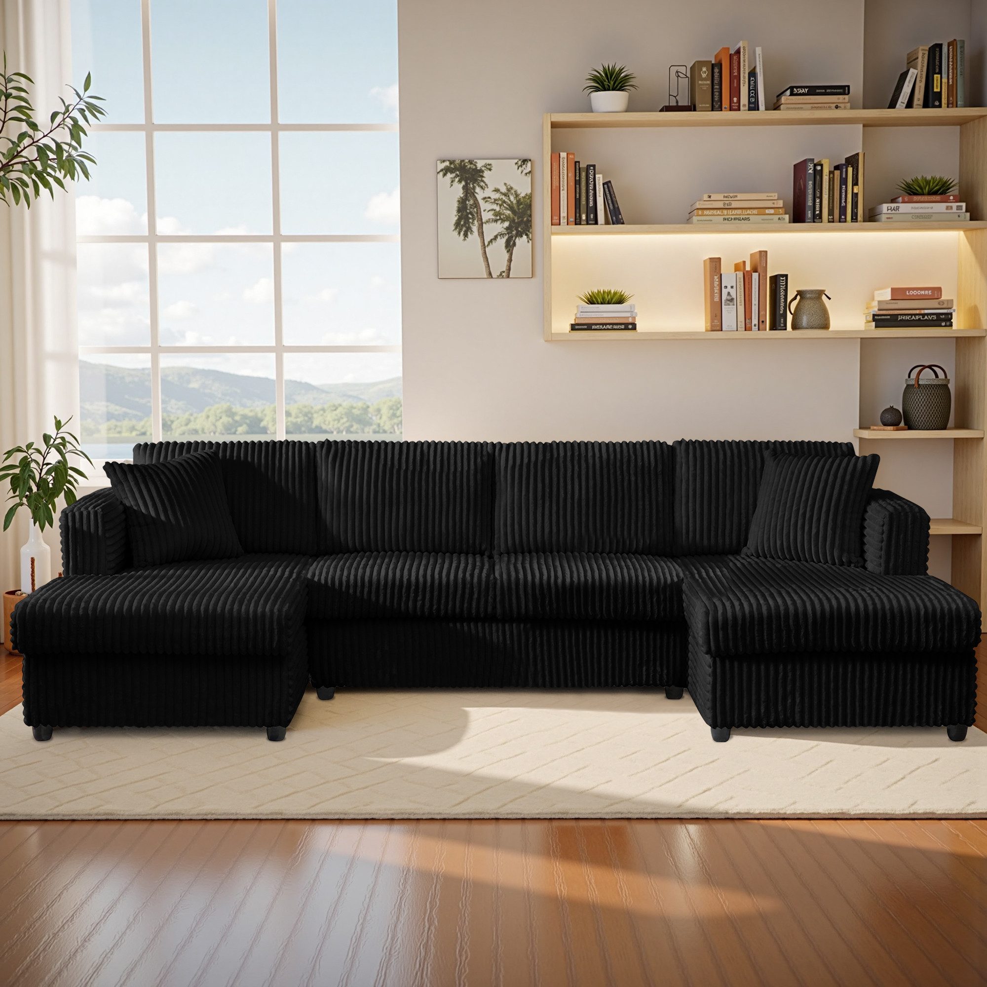 YHL Voyura Big-Sofa Ecksofa YHL Voyura U-Form grün - Corduroy, Wohnlandscha günstig online kaufen