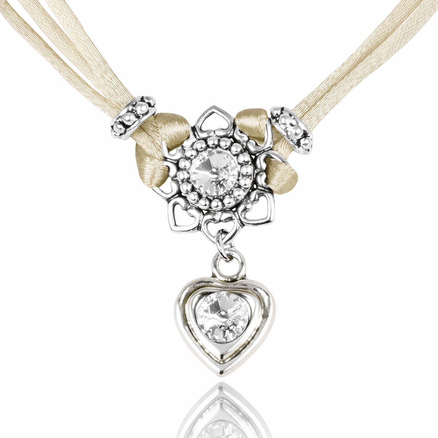 Kette mit Anhänger LUISIA® Halskette 'Chiara' Herzblüte - Kristalle v