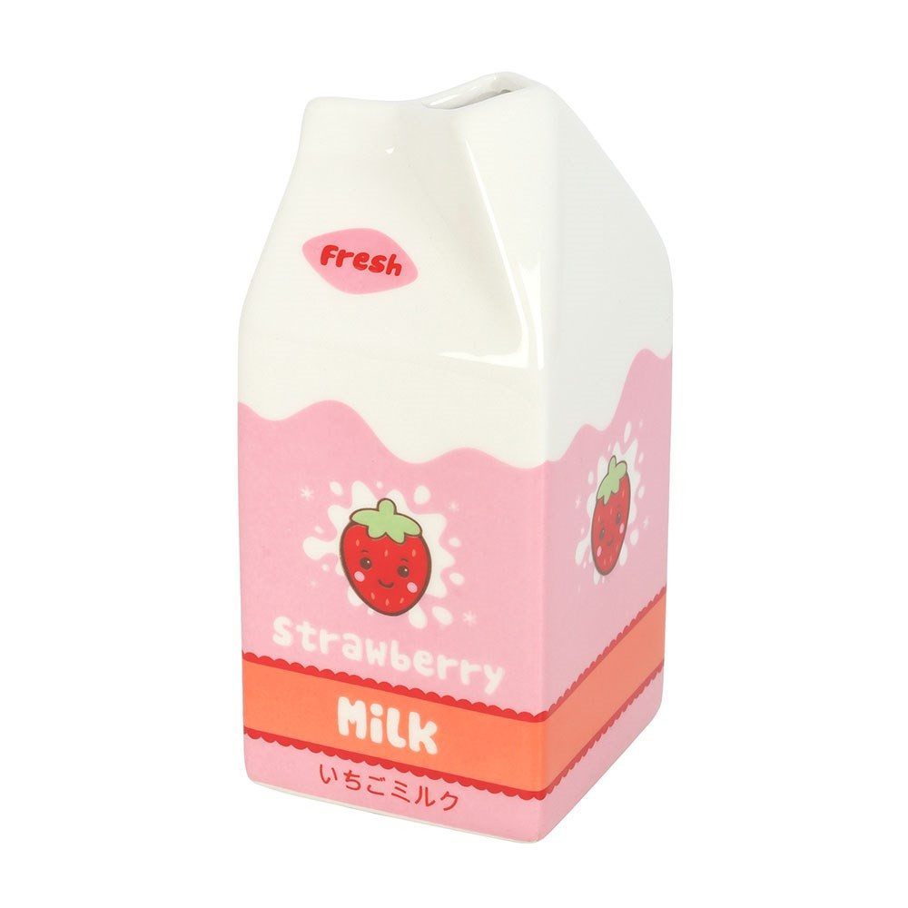 Something Different Dekovase Strawberry Milk Carton Flower Vase - Kawaii Keramik Blumenvase
