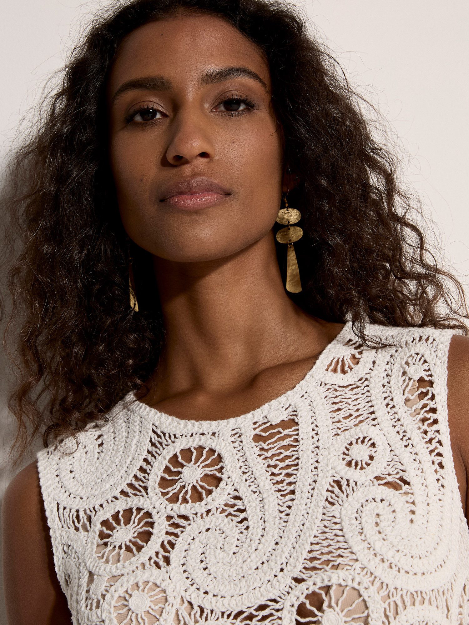 Apricot Spitzentop Paisley-Top aus Baumwollhäkel Häkelarbeit