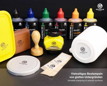 OCTOPUS Fluids Lenizett Solvent Stempelfarbe für glatte Untergründe, gelb Stempelkissen (1-tlg., wasserfest)