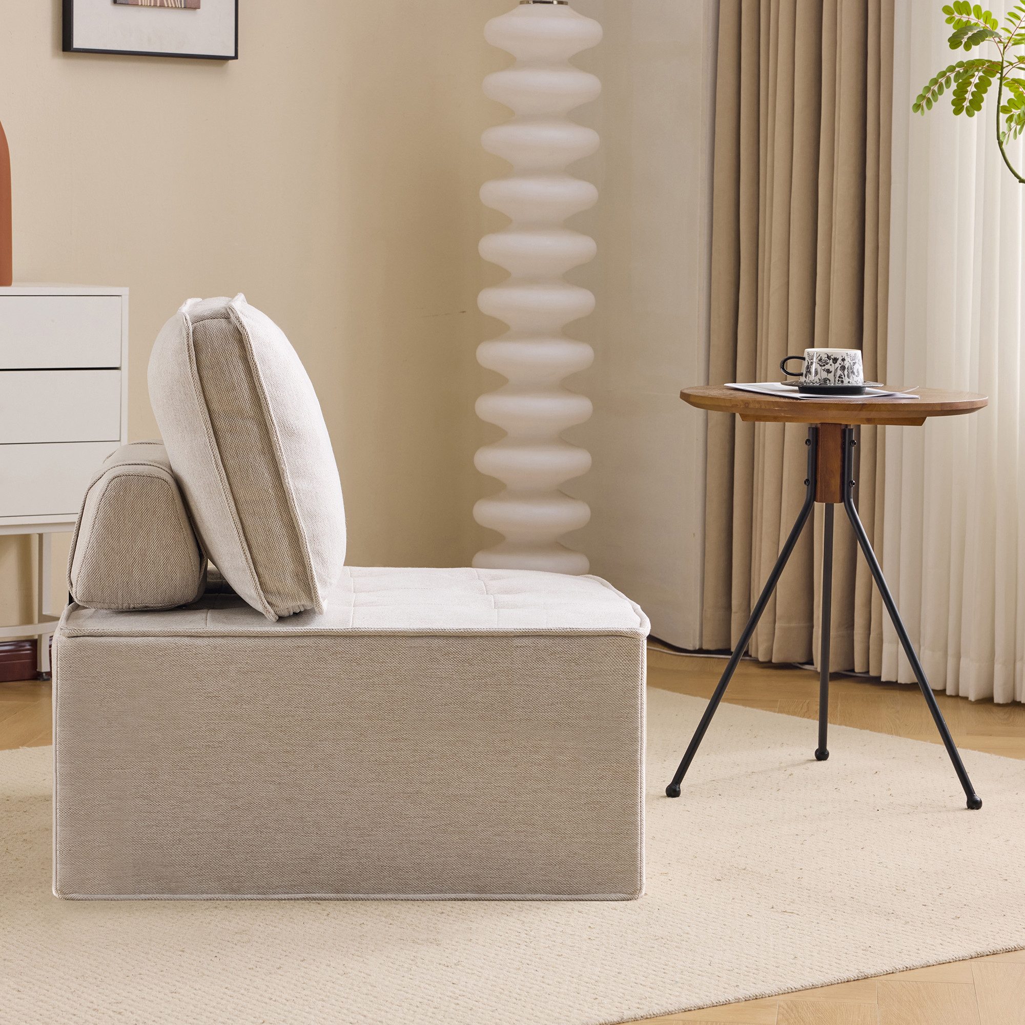 OKWISH Loungesofa Modulares Einzelsofa, mit Leinenstoff & modularem Design – Für Schlafzimmer & Studentenwohnungen, kompakt & beweglich 1 Teile, mit Relaxfunktion