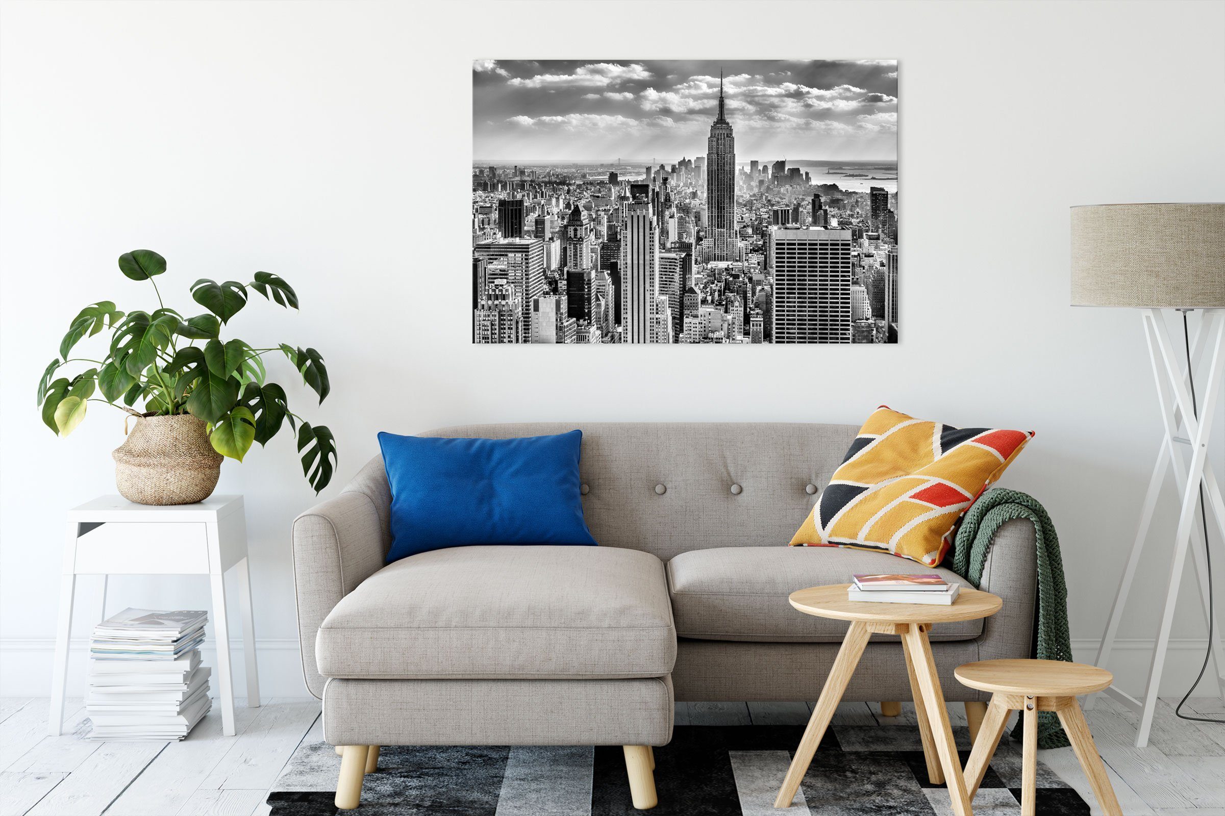 Leinwandbild Zackenaufhänger New fertig bespannt, inkl. St), (1 Pixxprint York, York, Manhattan Manhattan, New Leinwandbild