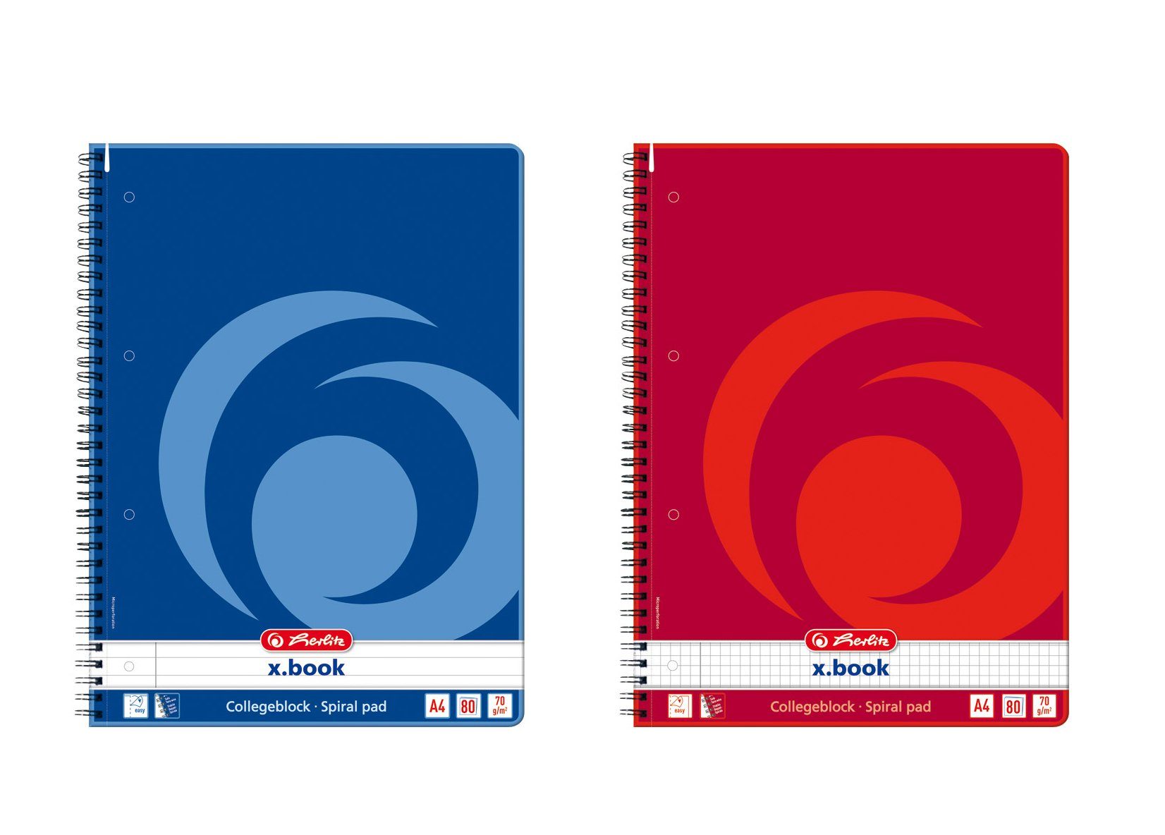 Collegeblock 2x Herlitz Collegeblock / DIN A4 / Spiralblock / 80 Bl / je 1x liniert