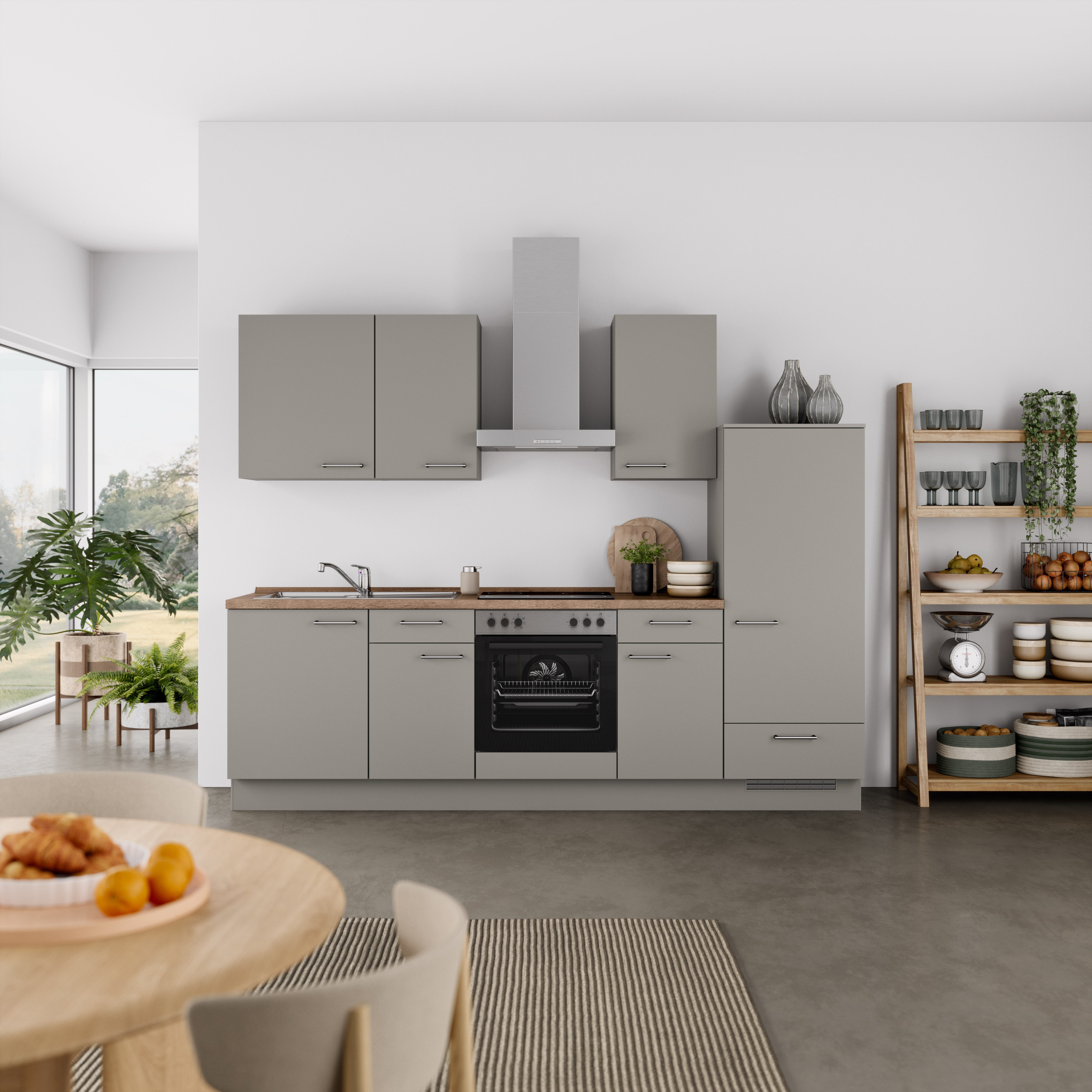 nobilia® Küchenzeile "Laser I", NEU: individuell anpassbar mit gratis Profi-Beratung, vormontiert, 270 cm breit, optional mit verschiedenen E‑Geräte-Sets