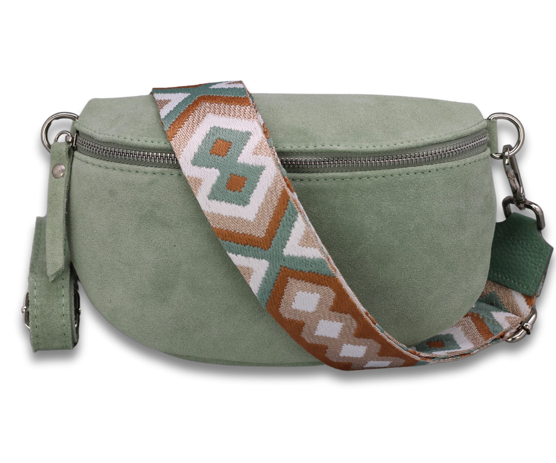 Gürteltasche SUEDE Bauchtasche für Damen aus echtem Wildleder, Mintgrün
