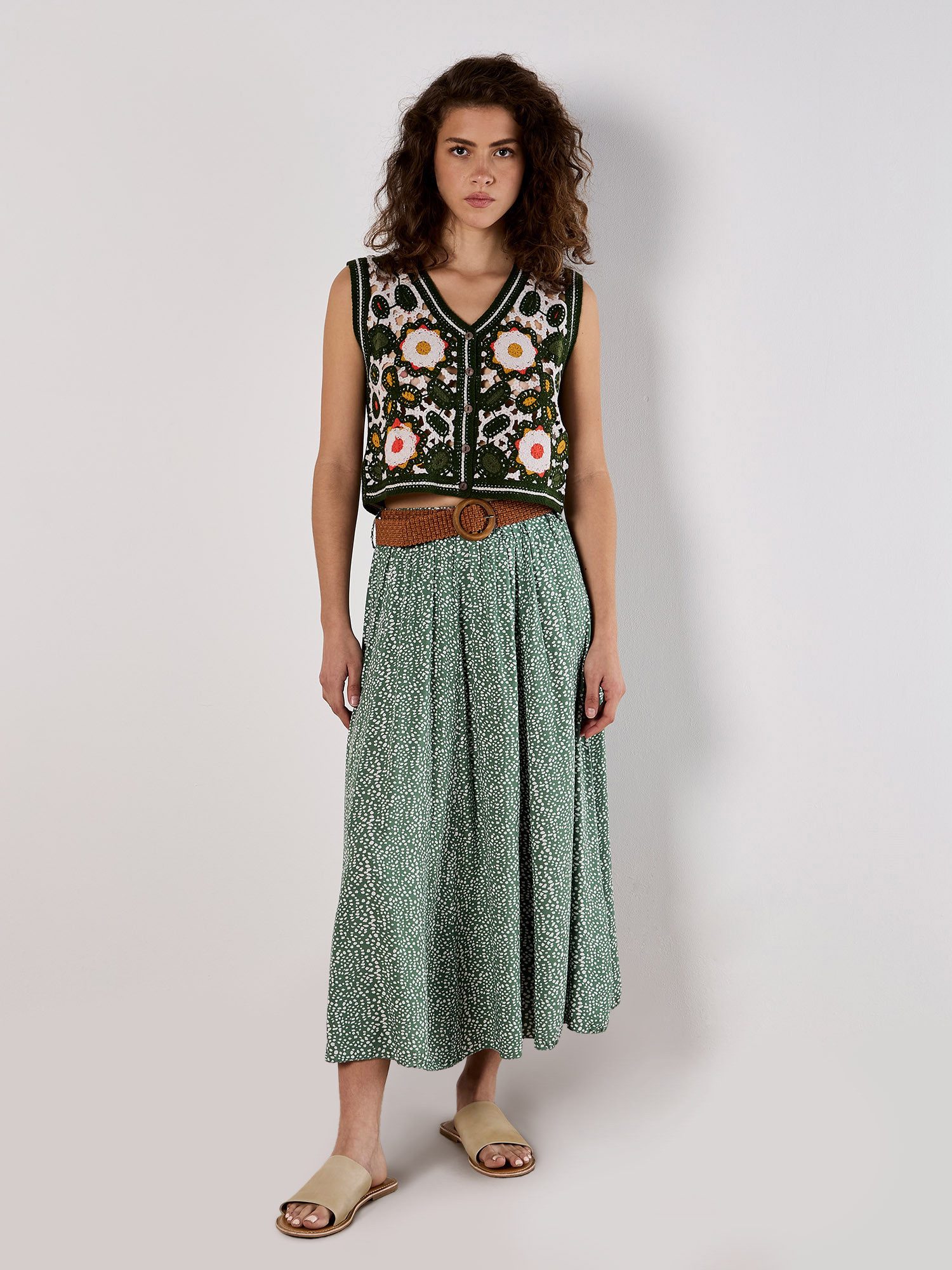 Apricot Maxirock Gepunkteter Maxirock (2-tlg., abnehmbarer Gürtel) mit Gürt günstig online kaufen