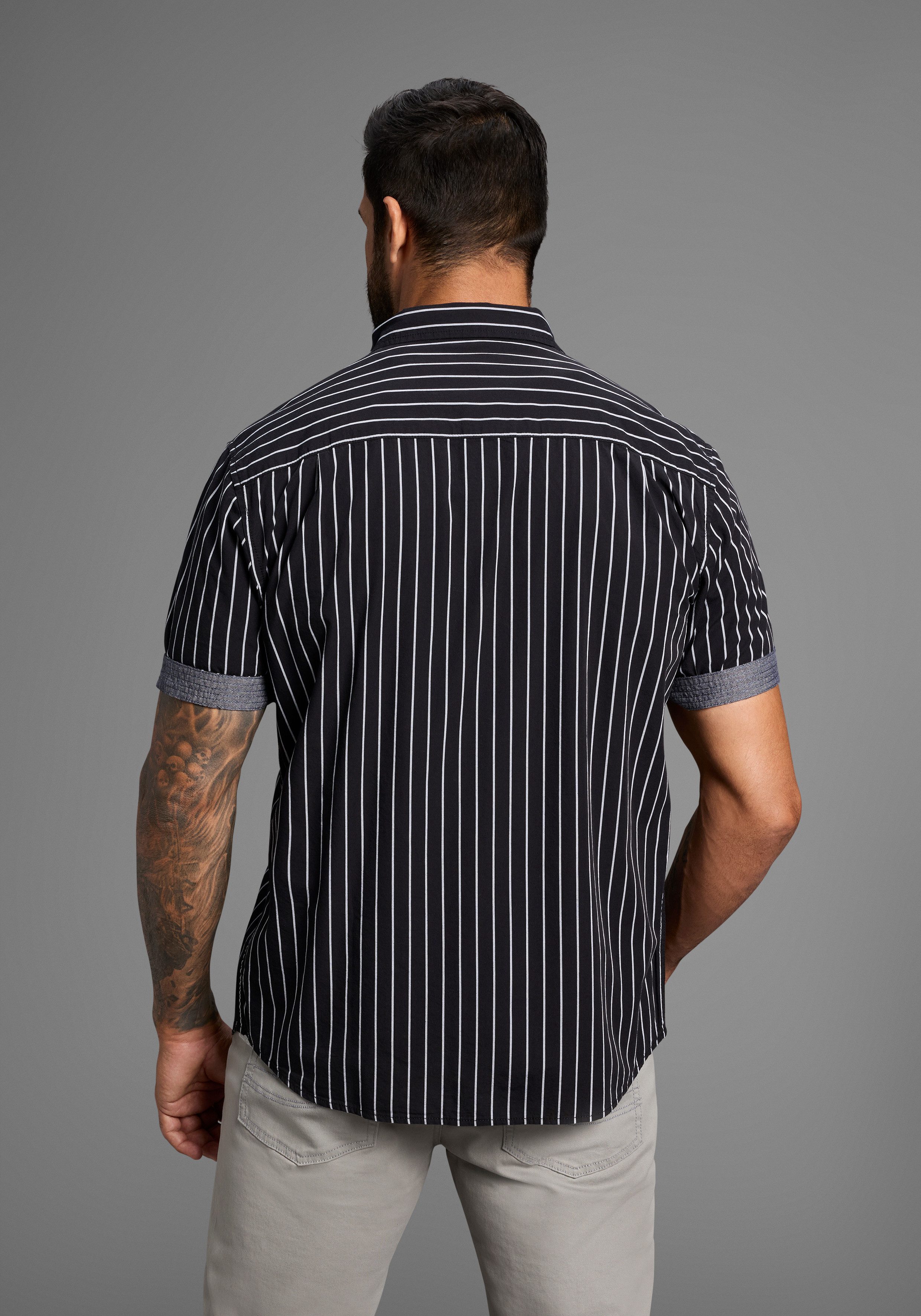 Man's World Kurzarmhemd modern gestreift günstig online kaufen