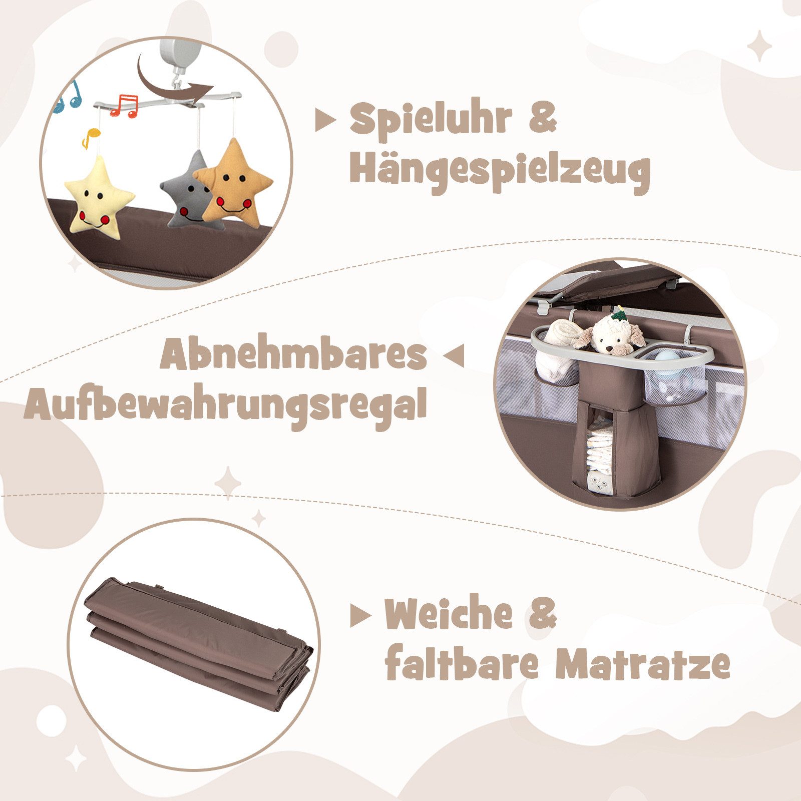 COSTWAY Baby-Reisebett 2 Ebenen 4 in günstig online kaufen