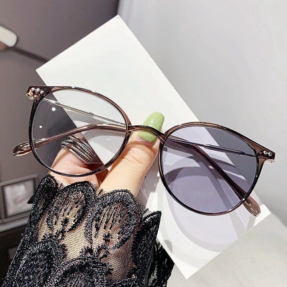 PACIEA Brille Damen Herren Selbsttönend Anti Blaulicht Ultraleicht Mode Rundrahmen