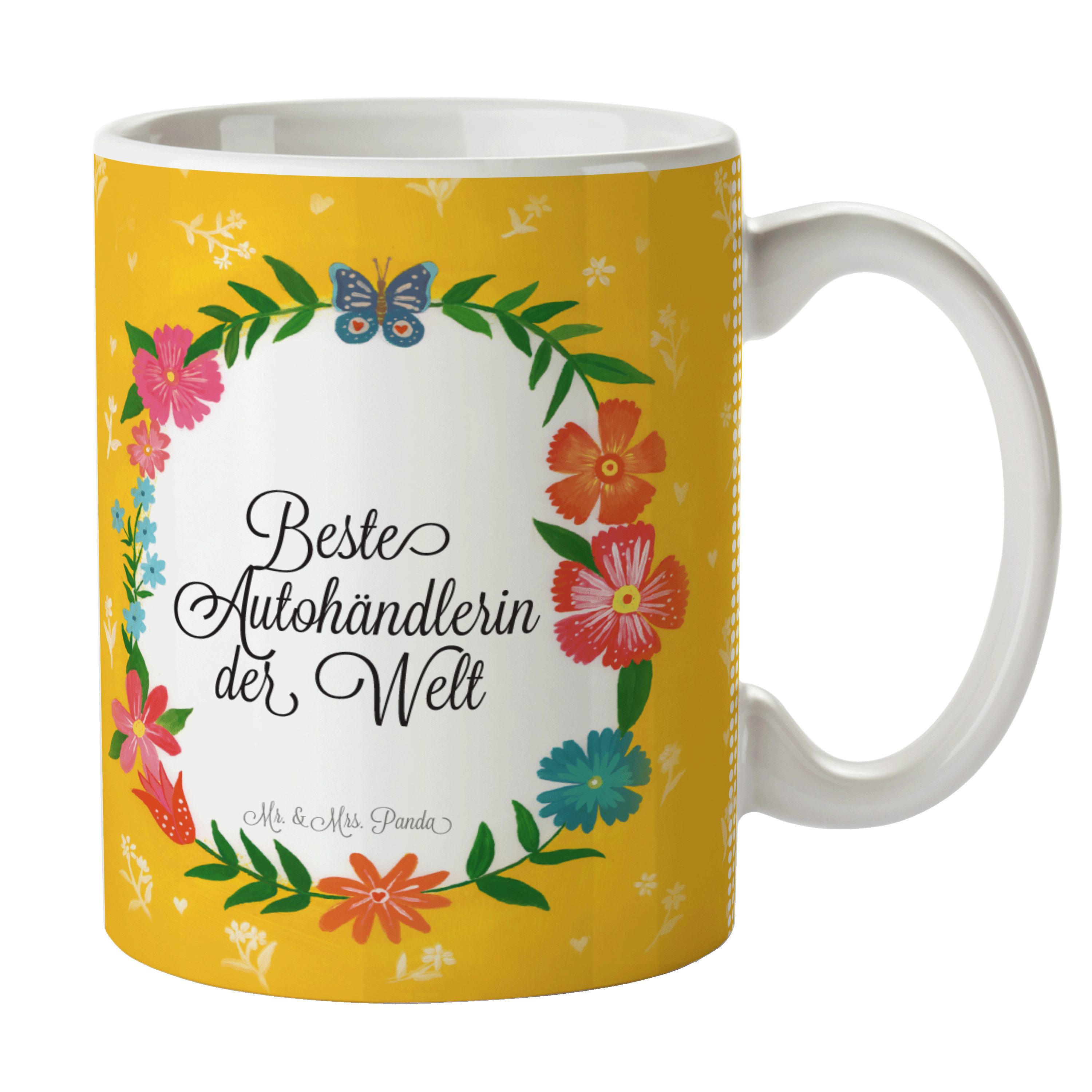 Mr. Porzellantasse, Mrs. Keramik Tasse & Abschied, Panda Autohändlerin - Geschenk, Becher, Ausbildun,