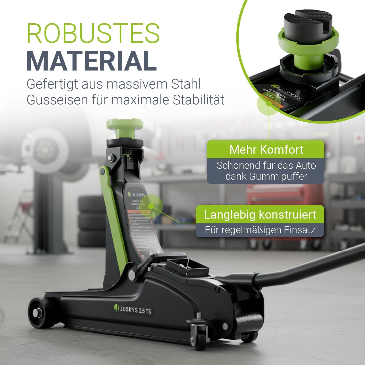 Juskys car jack, max. lifting height: 39 cm, up to 2.5 t, with accessories & gloves, lifting range up to 390 mm, for cars