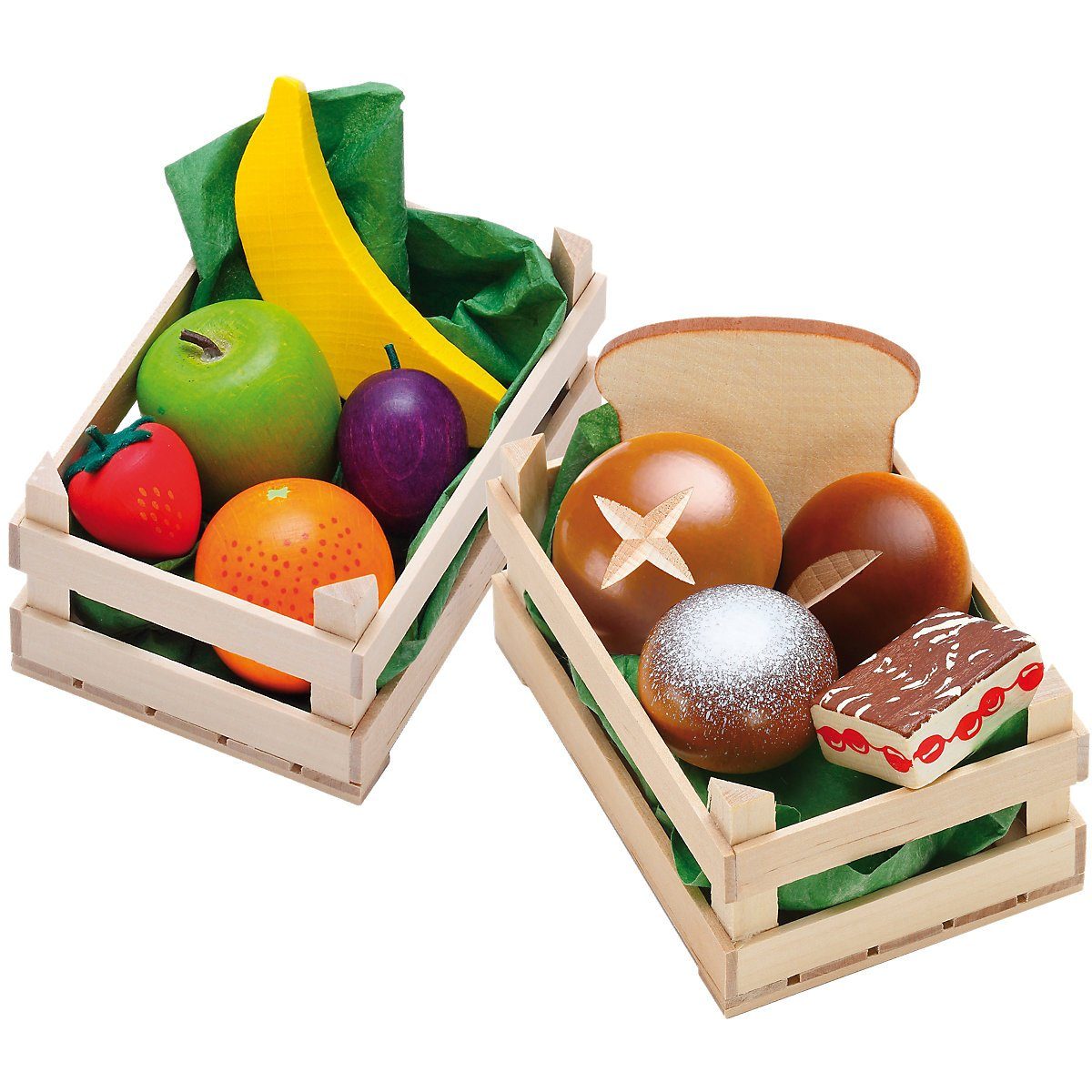 Erzi® Spiellebensmittel »Spiellebensmittel Set Obst+Backwaren aus Holz«