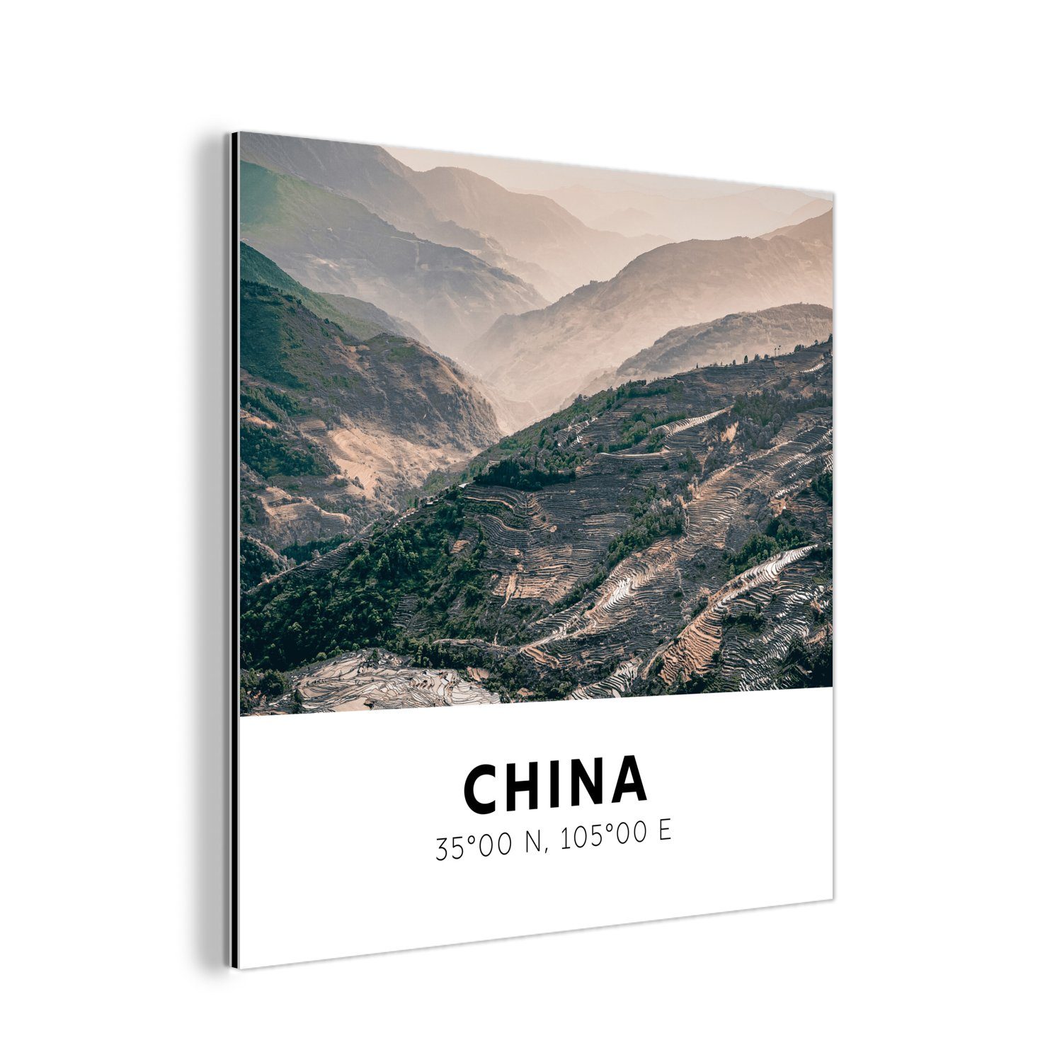 MuchoWow Metallbild China - Berge - Asien - Sommer, (1 St), Alu-Dibond-Druck, Gemälde aus Metall, Aluminium deko