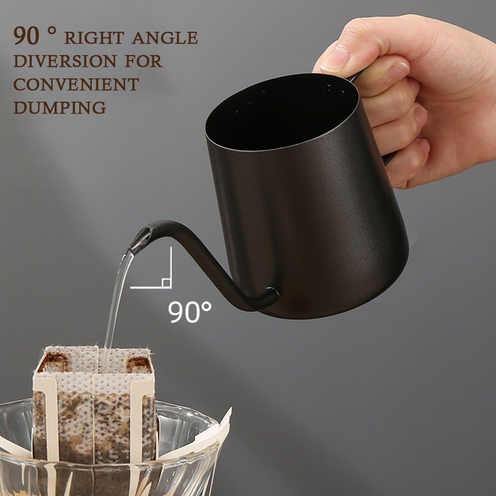 Blusmart Kaffeekanne Kaffee-Handgießkanne 304, black Langlebig, Aus Edelstahl Einfache