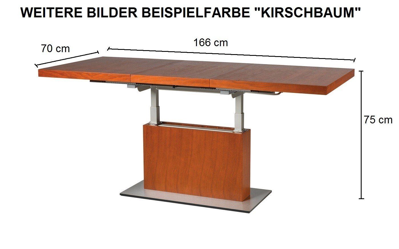 ausziehbar & Couchtisch designimpex Weiß Design Esstisch höhenverstellbar Seidenmatt MN-7