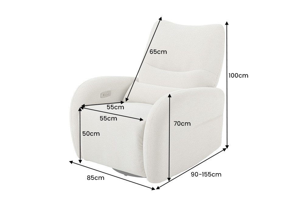 riess-ambiente Relaxsessel PRIORITY beige/schwarz - Strukturstoff, Metall, Relaxfunktion, Kissen (Einzelartikel, 1-St), Kinosessel 360° drehbar & USB-Anschluss - ideal für Wohnzimmer