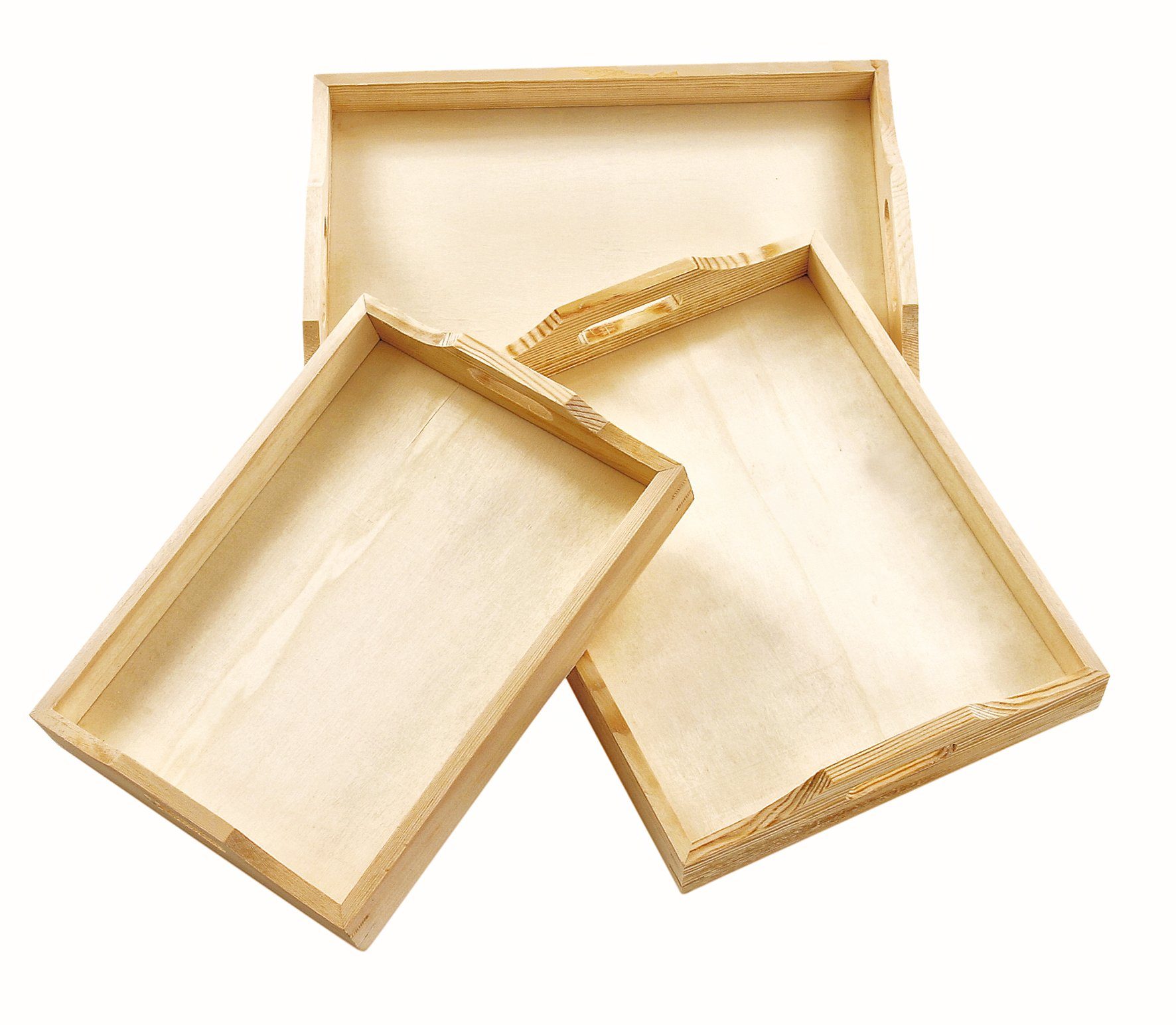 VBS Tablett, Kiefernholz, unbehandelt, 3 Stück