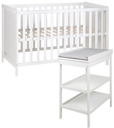 roba® Babymöbel-Set Style, (Spar-Set, 2-St., Kinderbett, Wickelregal), mit Kinderbett und Wickelregal