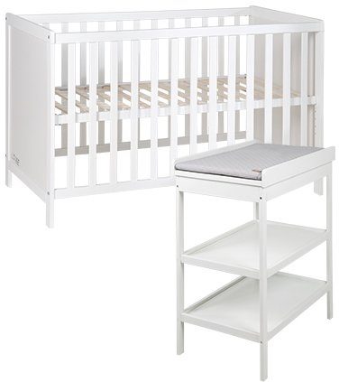 roba® Babymöbel-Set Style (Spar-Set 2-St. Kinderbett Wickelregal) mit Kinderbett und Wickelregal