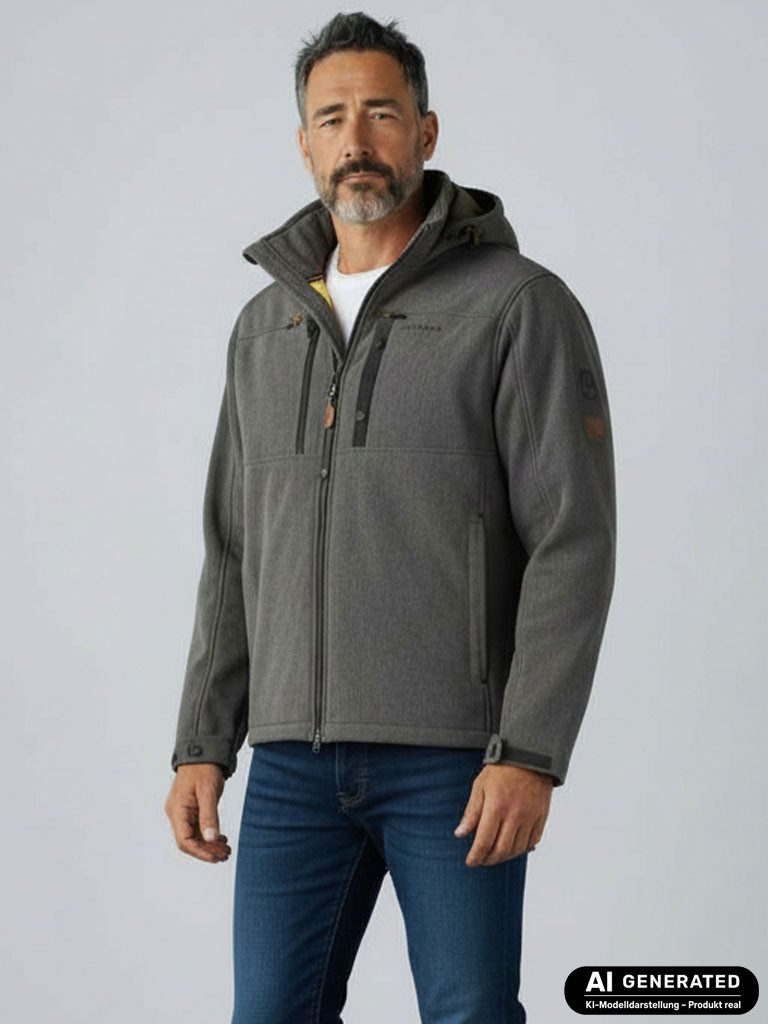 Dry Fashion Softshelljacke Usedom Herren Jacke mit Fleece-Innenfutter - Herrenjacke mit Kapuze Atmungsaktiv, Wind- und wasserabweisend, Individuell anpassbar
