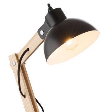 etc-shop LED Schreibtischlampe, Leuchtmittel inklusive, Warmweiß, Farbwechsel, Holz Tischleuchte dimmbar mit Fernbedienung Nachttischleuchte