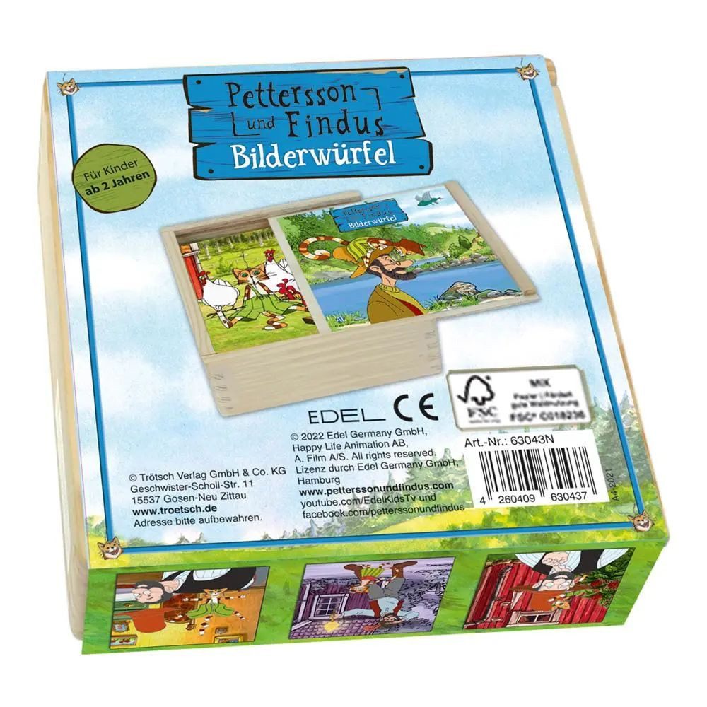 Trötsch Verlag Puzzle Holz-Bilderwürfel "Pettersson und Findus", Puzzleteile