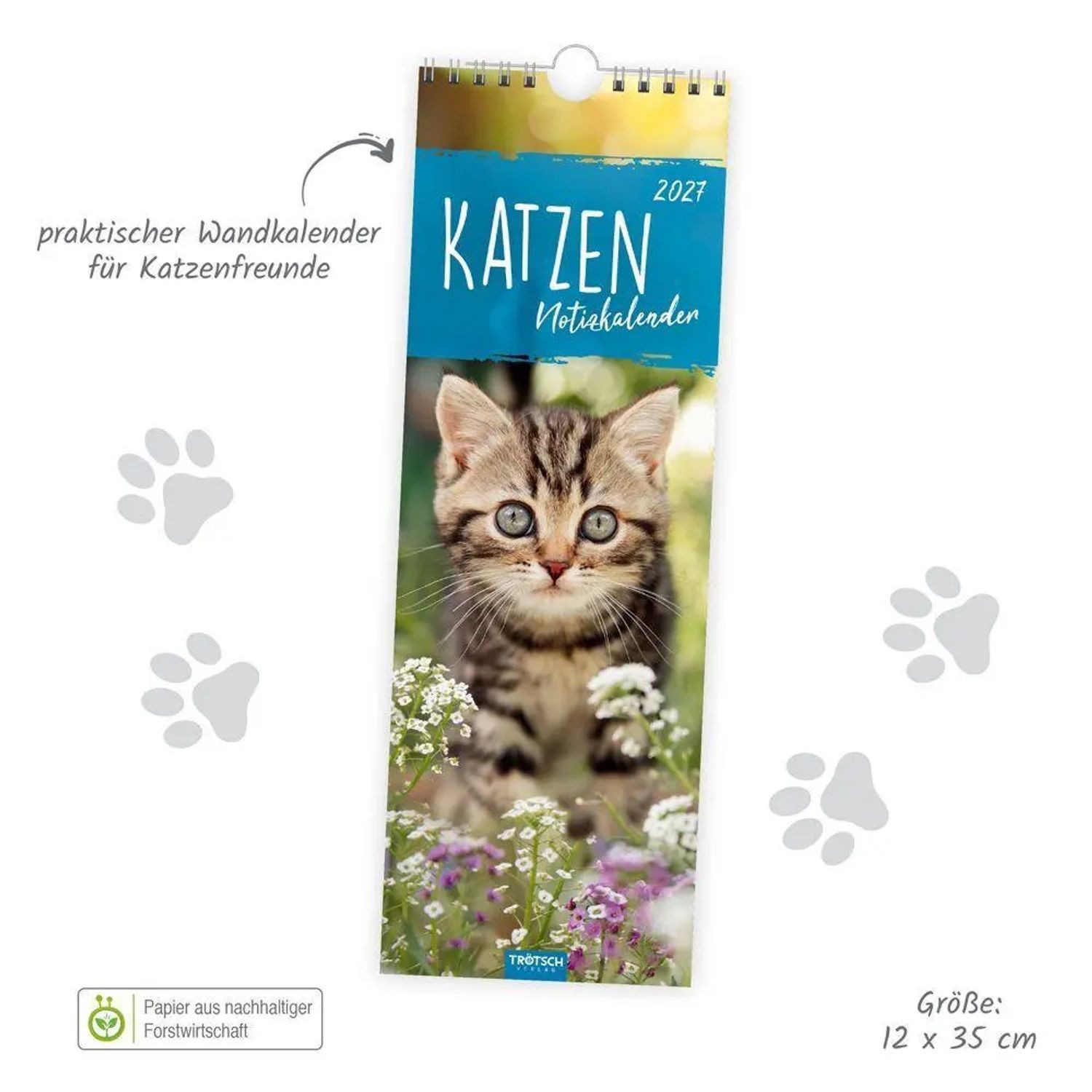 Trötsch Verlag Wandkalender TRÖTSCH - Streifenkalender Katzen 2027 Notizkalender – Bild 2 von 5