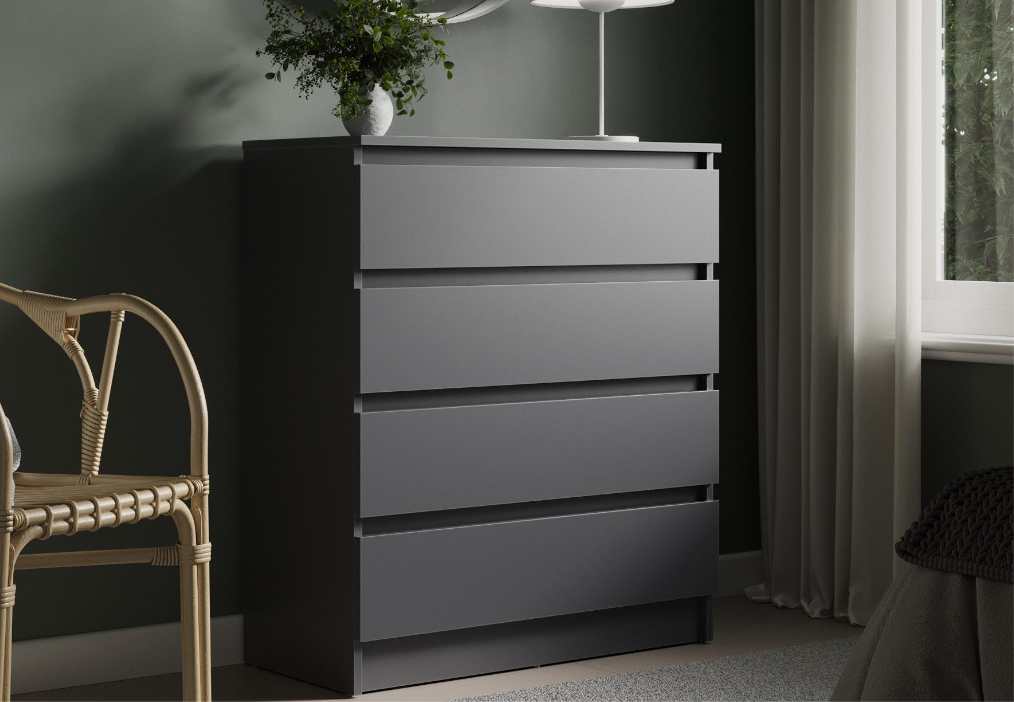Kommode mit 4 Schubladen Kommode schmal Holz Schrank
