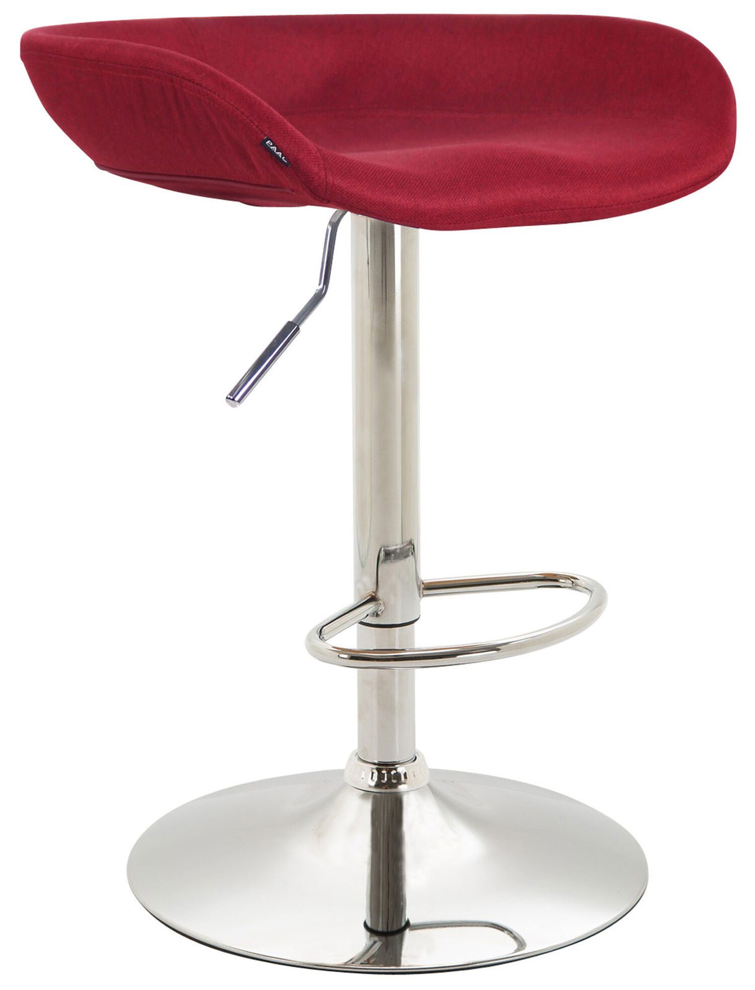 TPFLiving Barhocker Anna mit angenehmer Fußstütze (Barstuhl Hocker für Theke & Küche - 360° drehbar und höhenverstellbar), Gestell Metall chrom - Sitzfläche: Stoff Rot