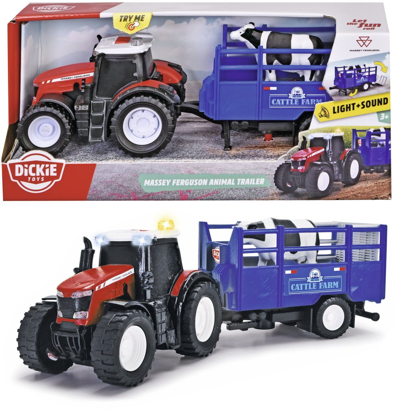 Dickie Toys Spielzeug-Traktor Bauernhof Traktor Anhänger Go Real / Farm  Ferguson Animal 203734003
