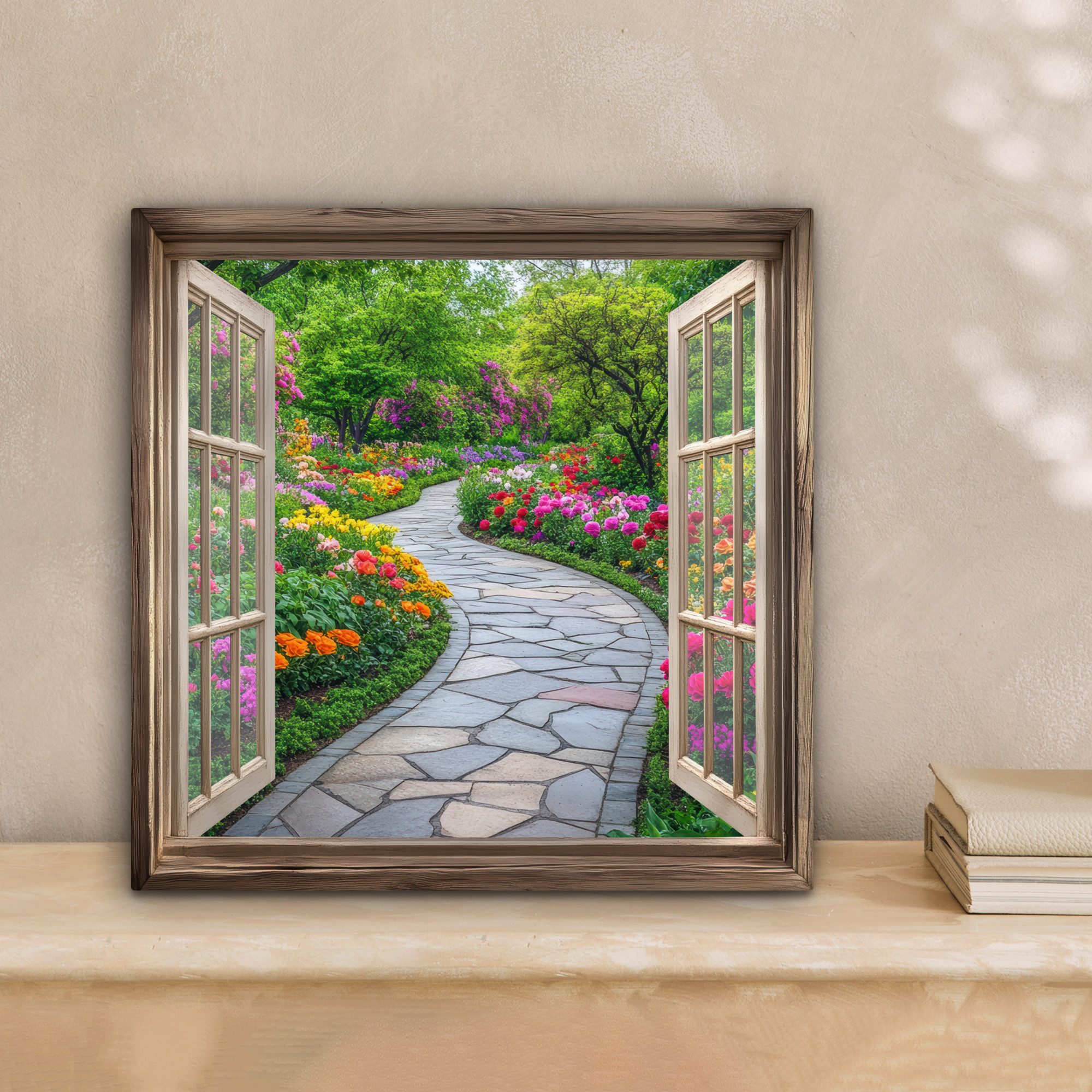 OneMillionCanvasses® Leinwandbild Aussicht - Blumen - Gartenweg - Natur - F günstig online kaufen