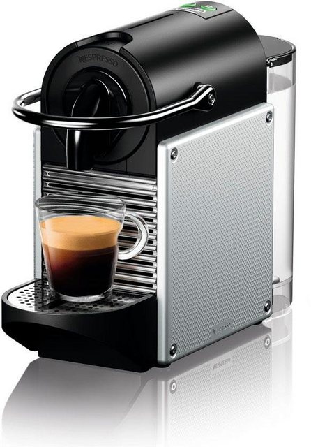 Nespresso Kapselmaschine Pixie EN 124.S von DeLonghi, Silber, inkl. Willkommenspaket mit 14 Kapseln