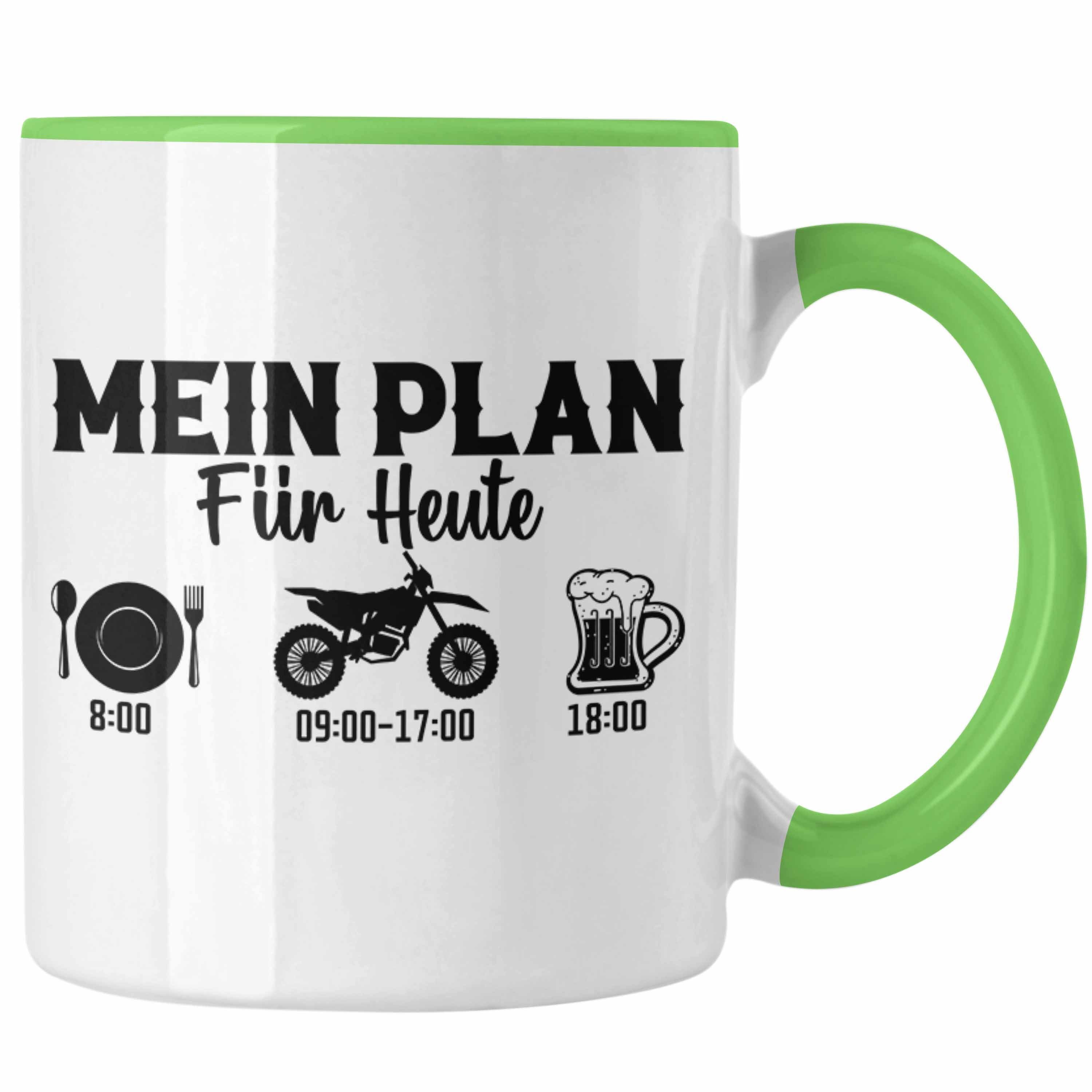 Tasse Bike Geschenk Heute - Biker Mein Trendation Geschenkidee Tasse für Dirtbike Grün Plan Dirt Trendation