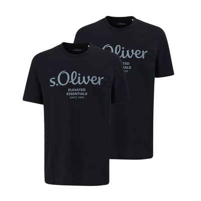 s.Oliver T-Shirt (2-tlg) mit Rundhals-Ausschnitt, kurzarm, Logo-Aufdruck im 2er Pack