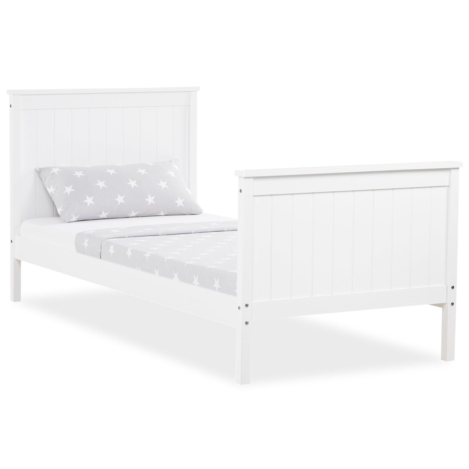 Bettgestell Holzbett 90x200 Jugendbett Homestyle4u weiß Einzelbett